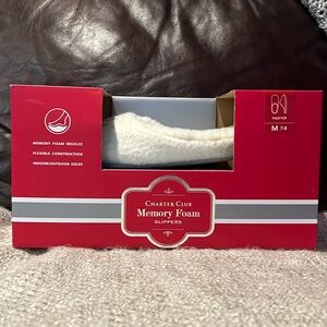 Charter Club Women's Slippers, White, Medium 7-8